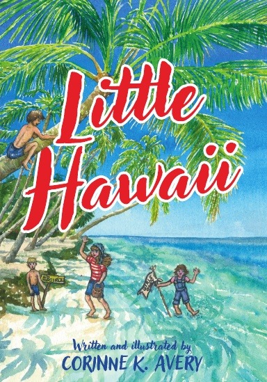Cover of children playing on the beach of a tropical island.